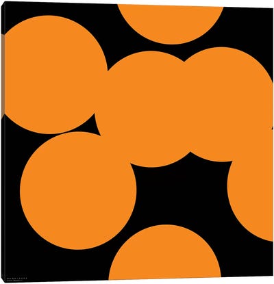 97 Orange Circles On Black Canvas Art Print - Art Mirano