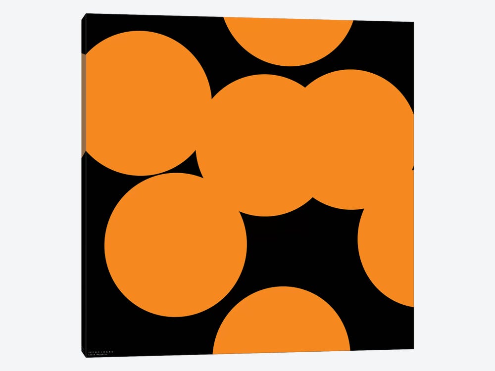 97 Orange Circles On Black by Art Mirano 1-piece Canvas Art Print