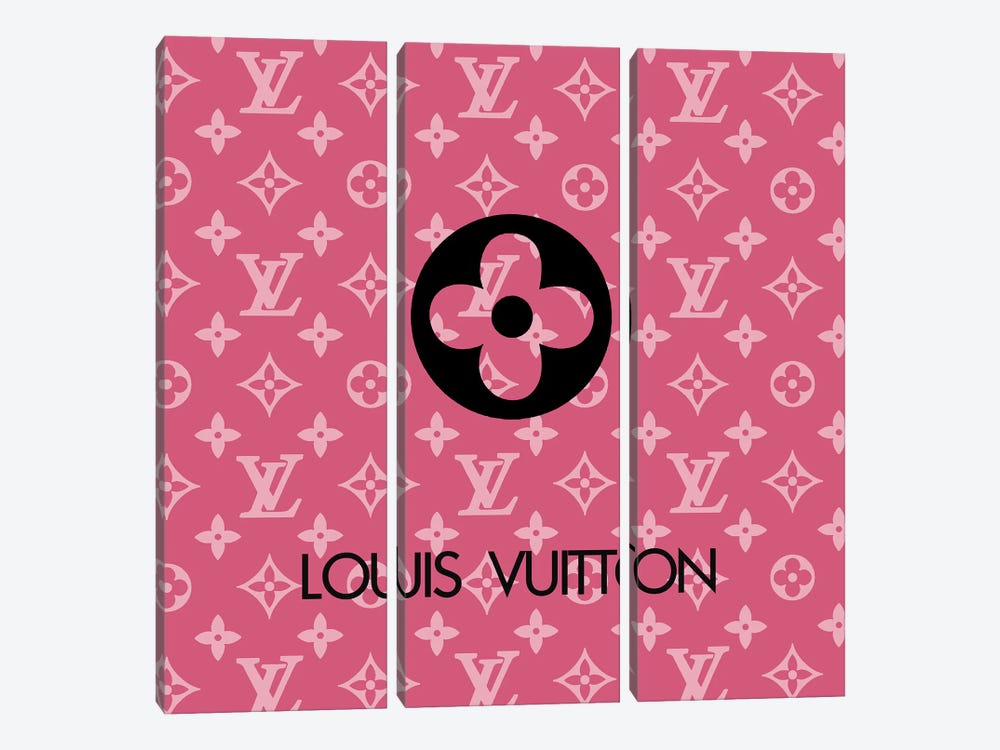 New Oliver Gal Louis Vuitton LV Trunk Of Pink Red Canvas Wall Art 36L X 24W