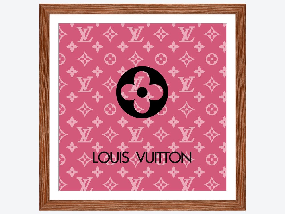 Framed Canvas Art (White Floating Frame) - Louis Vuitton Symbol Light Black by Art Mirano ( Fashion > Fashion Brands > Louis Vuitton art) - 18x18 in