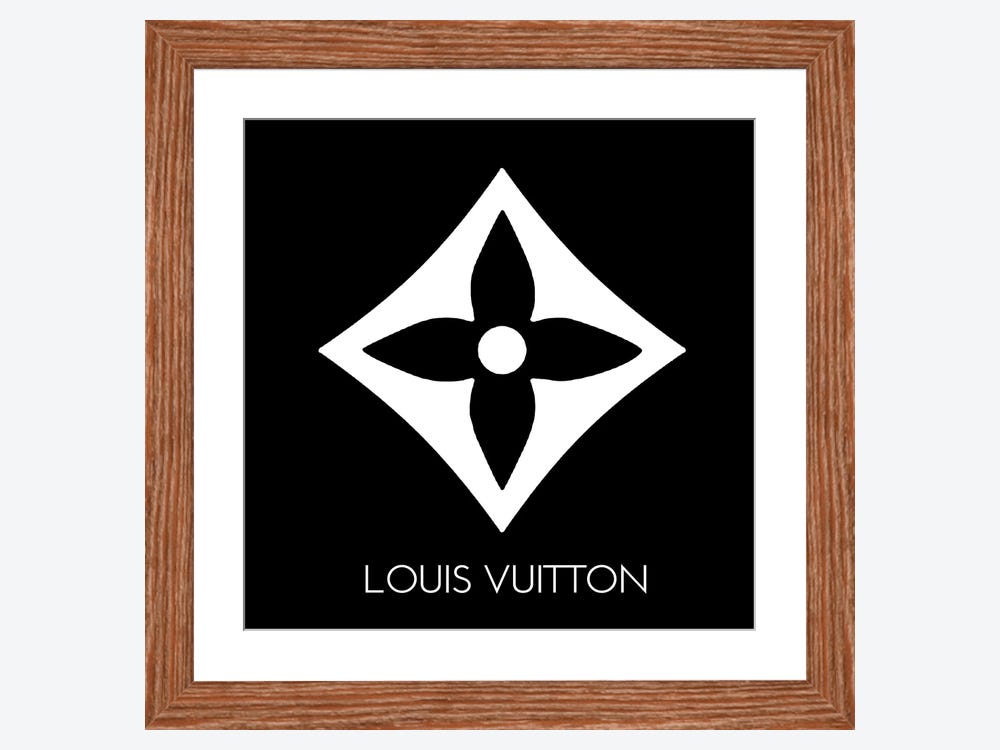 Framed Canvas Art (White Floating Frame) - Louis Vuitton Symbol Light Black by Art Mirano ( Fashion > Fashion Brands > Louis Vuitton art) - 18x18 in