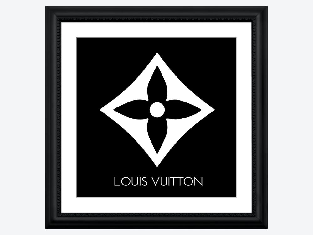 Framed Canvas Art - Louis Vuitton Symbol Light Black by Art Mirano ( Fashion > Fashion Brands > Louis Vuitton art) - 18x18 in