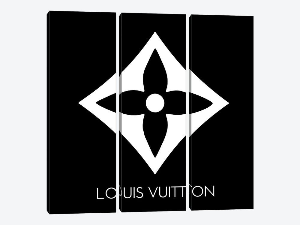 Tryptich Large Canvas Art Print - Louis Vuitton Symbol Light Black ( Fashion > Fashion Brands > Louis Vuitton art) - 60x60 in