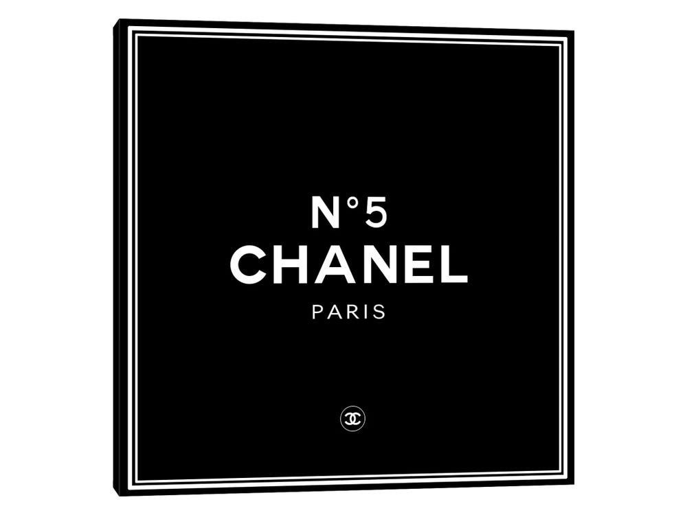 Art Mirano Paintings Canvas Art Prints - Chanel No5 Black ( Fashion > Fashion Brands > Chanel art) - 18x18 in