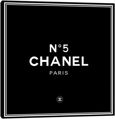 Chanel №5 Black Canvas Art Print - Black & White Pop Culture Art