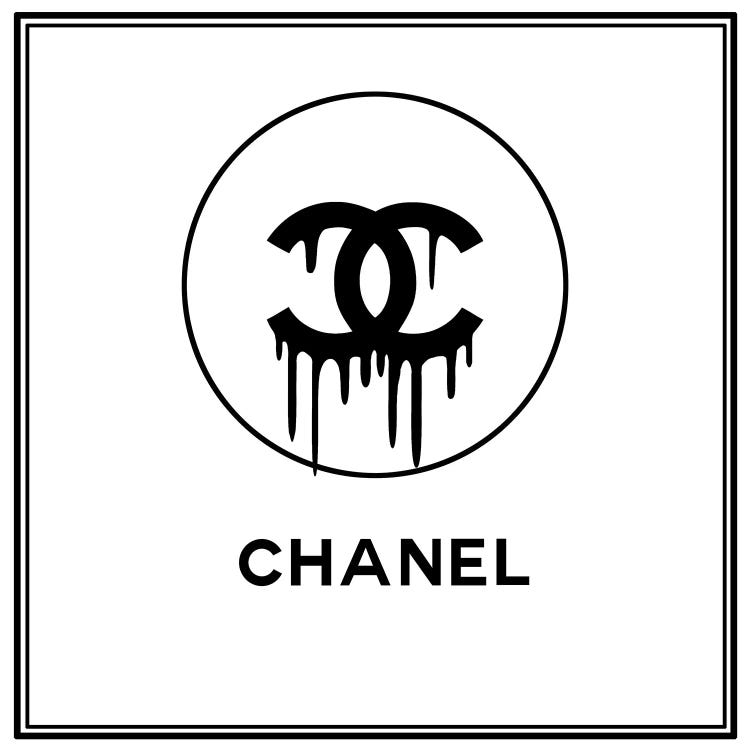 Coco Chanel White Dripping Logo In Black Background Bathroom