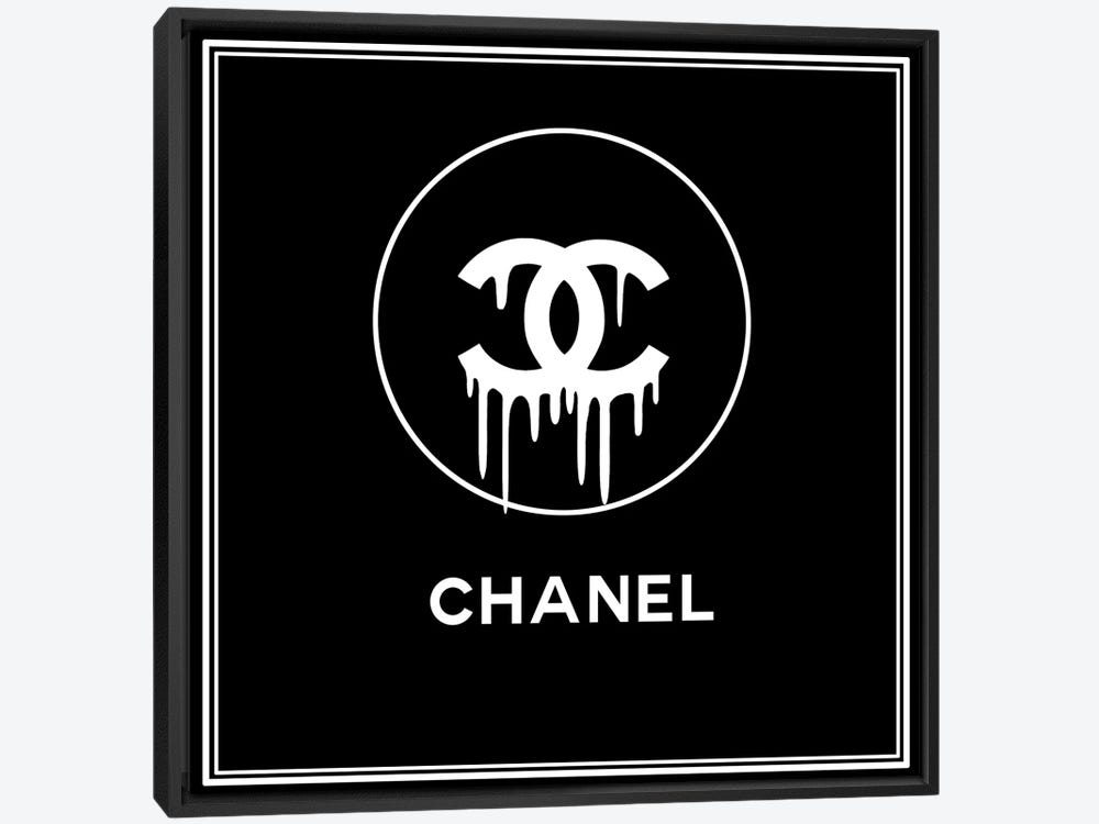 Framed Canvas Art - Chanel Drip Black by Art Mirano ( Fashion > Fashion Brands > Chanel art) - 26x26 in