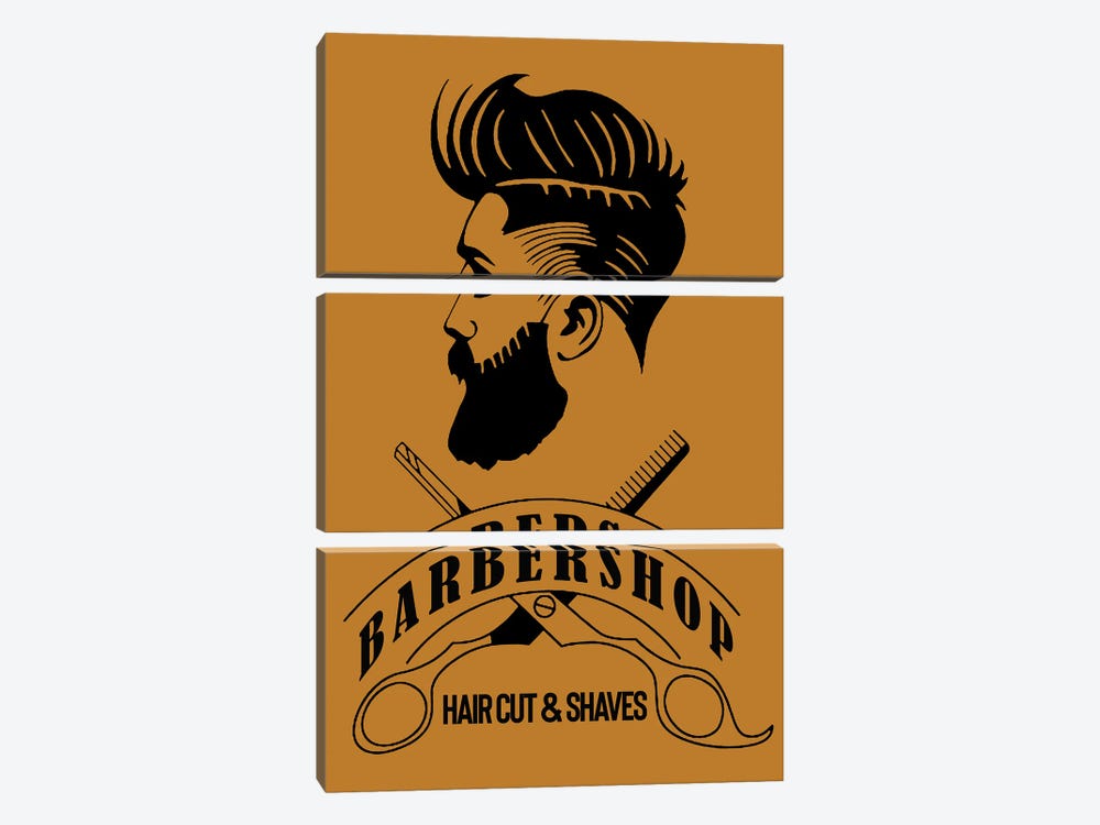 Barbershop Hair Cut & Shaves I by Art Mirano 3-piece Canvas Print