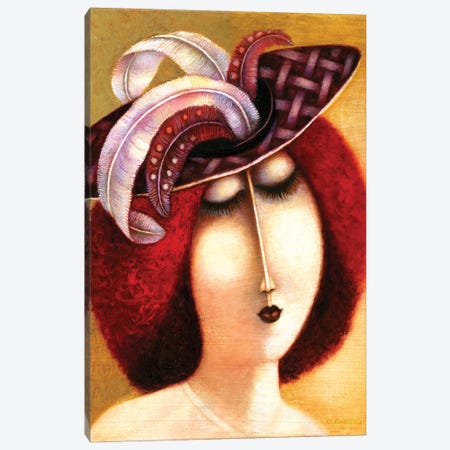 Woman In A Hat With Feathers Canvas Print #ARM437} by Art Mirano Canvas Art Print