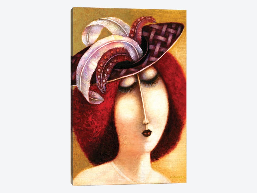 Woman In A Hat With Feathers by Art Mirano 1-piece Canvas Print