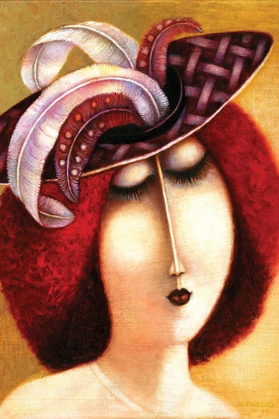 Art Mirano: Woman In A Hat With Feathers by Art Mirano