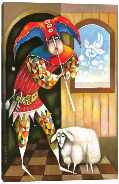 Shepherd And Sheep Canvas Art Print - Entertainer Art