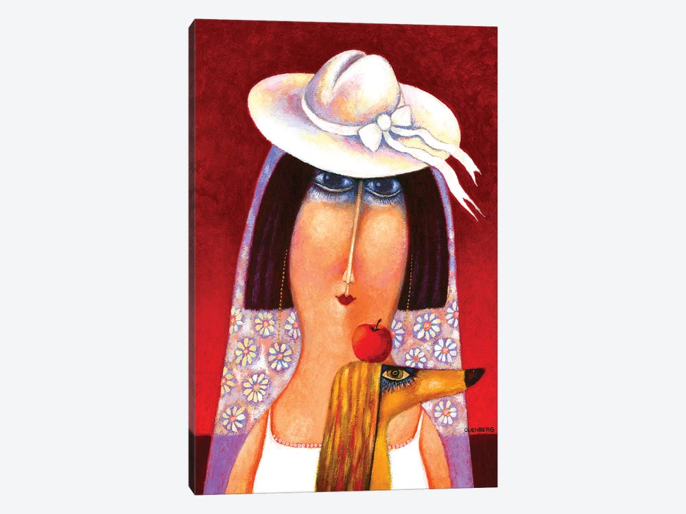Woman With Hat And Dog by Art Mirano 1-piece Canvas Wall Art