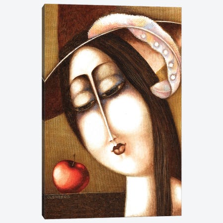 Woman And Apple Canvas Print #ARM446} by Art Mirano Canvas Artwork