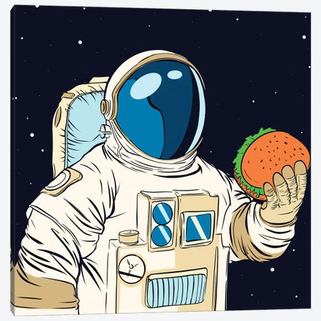 Astronaut and hamburger Canvas Print #ARM458} by Art Mirano Canvas Artwork