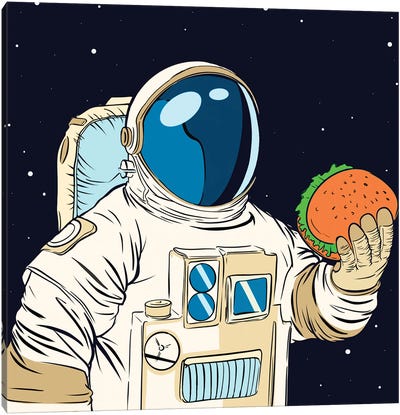 Astronaut and hamburger Canvas Art Print - Meat Art
