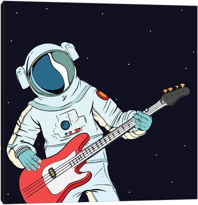 Guitarist astronaut Canvas Art Print - Guitar Art