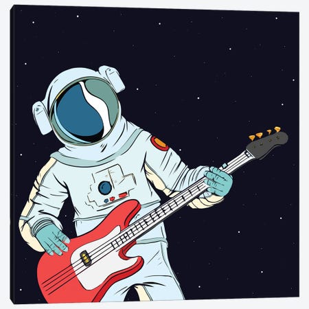 Guitarist astronaut Canvas Print #ARM460} by Art Mirano Art Print