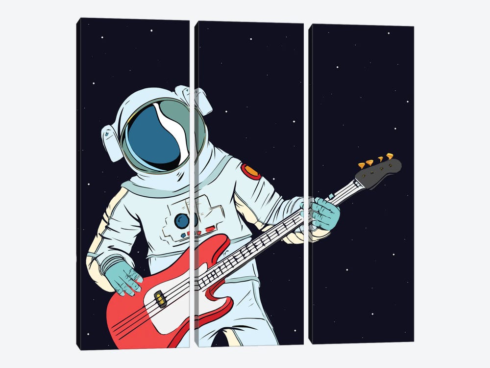 Guitarist astronaut by Art Mirano 3-piece Canvas Print