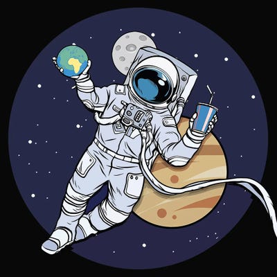 Astronaut And Juice by Art Mirano multi panel art