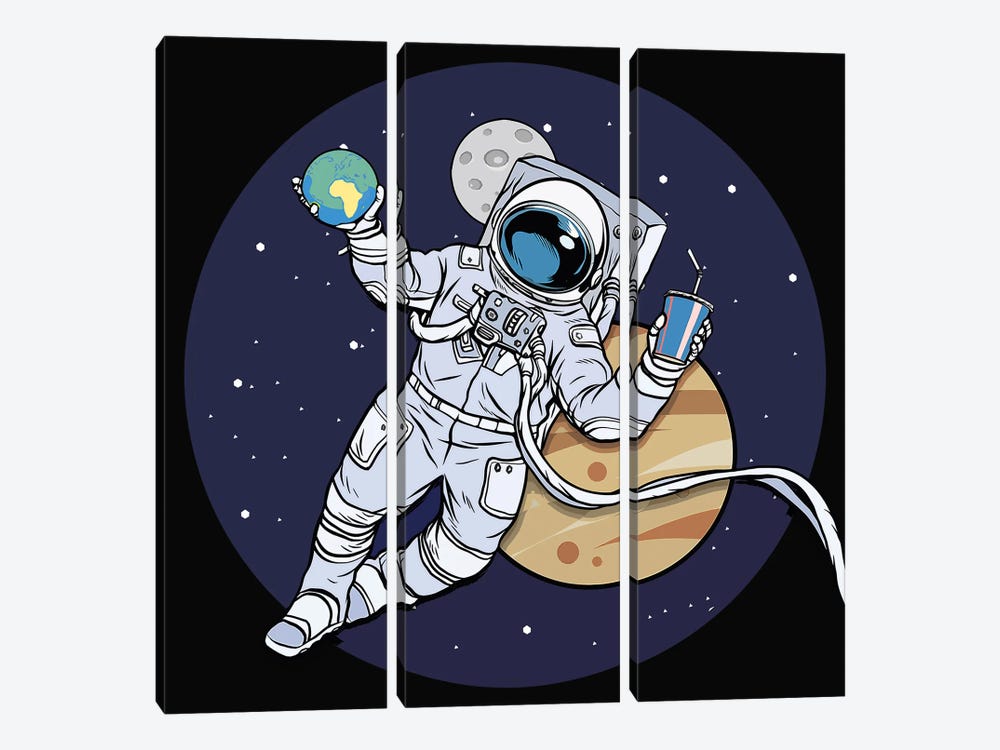 Astronaut And Juice by Art Mirano 3-piece Canvas Wall Art
