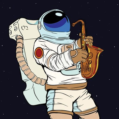Astronaut Playing The Saxophone by Art Mirano art print