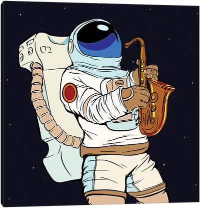 Astronaut Playing The Saxophone Canvas Art Print - Musician Art