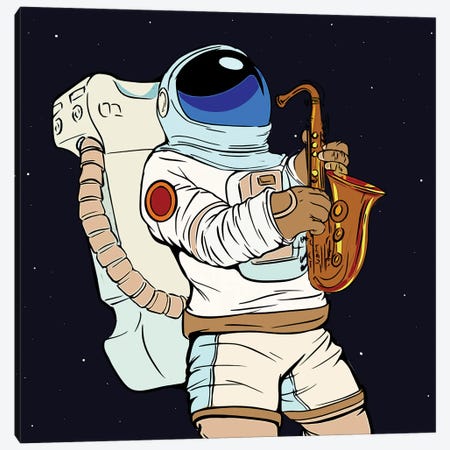 Astronaut Playing The Saxophone Canvas Print #ARM464} by Art Mirano Canvas Art