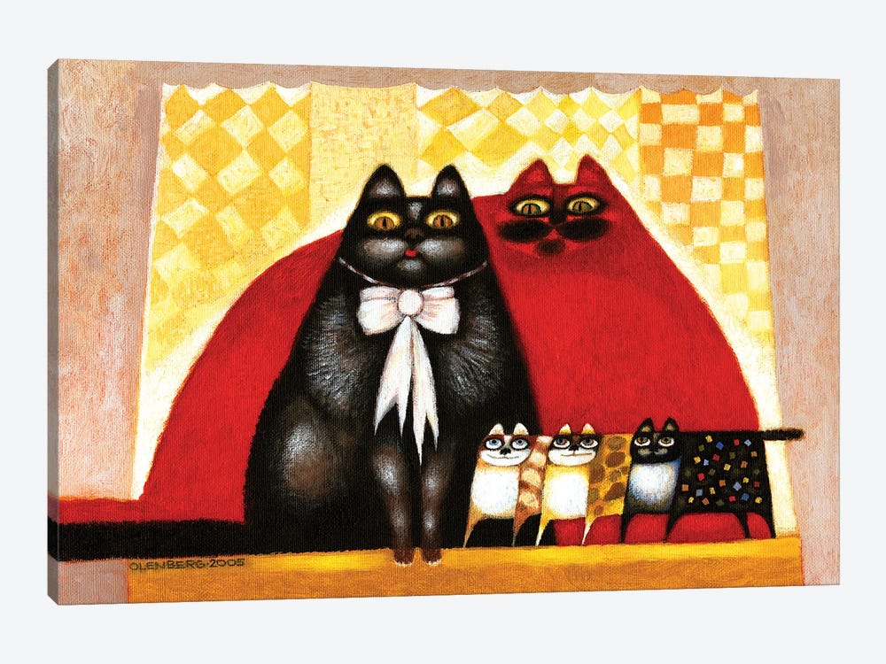 Cats family by Art Mirano 1-piece Canvas Art Print