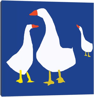 Blue Geese Canvas Art Print - Goose Art