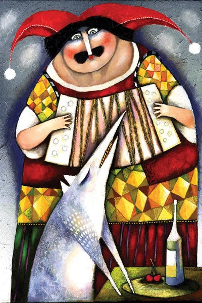 Art Mirano: Accordion player and wolf by Art Mirano
