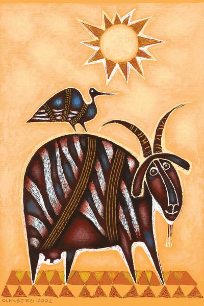 Goat and bird by Art Mirano framed wall art