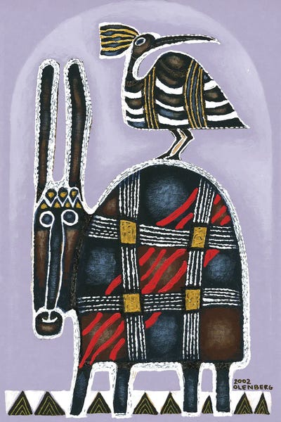 Art Mirano: Donkey and bird by Art Mirano