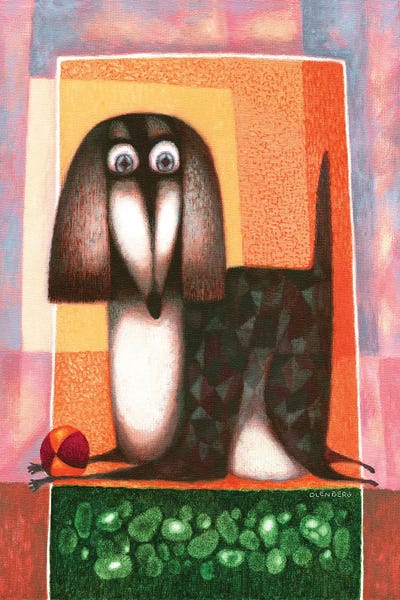 Dog and ball by Art Mirano canvas print