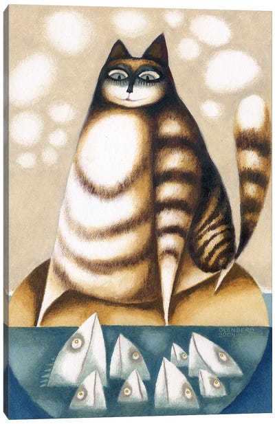 Fish and Big cat Canvas Art Print - Art Mirano