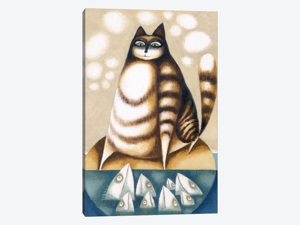 Fish and Big cat by Art Mirano 1-piece Canvas Art Print