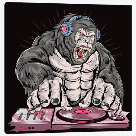 Gorilla DJ Canvas Print #ARM520} by Art Mirano Canvas Art