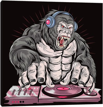 Gorilla DJ Canvas Art Print - Gorilla Art