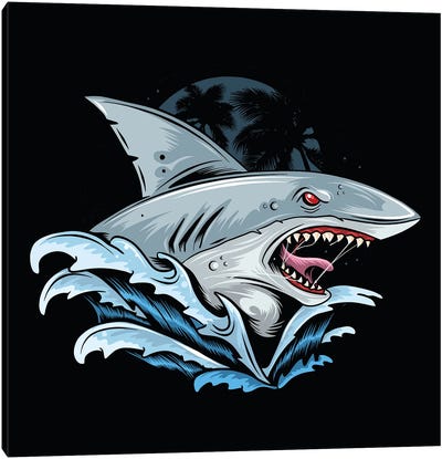 Shark Rage Face Canvas Art Print - Shark Art
