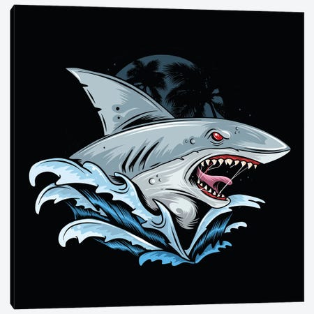 Shark Rage Face Canvas Print #ARM526} by Art Mirano Art Print