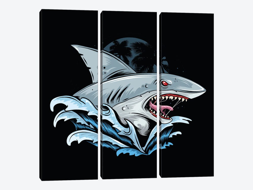 Shark Rage Face by Art Mirano 3-piece Canvas Artwork