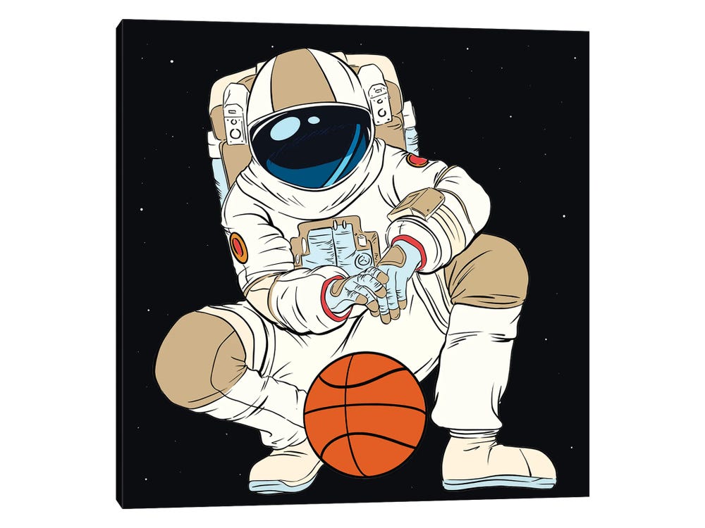 astronaut in space playing a sport