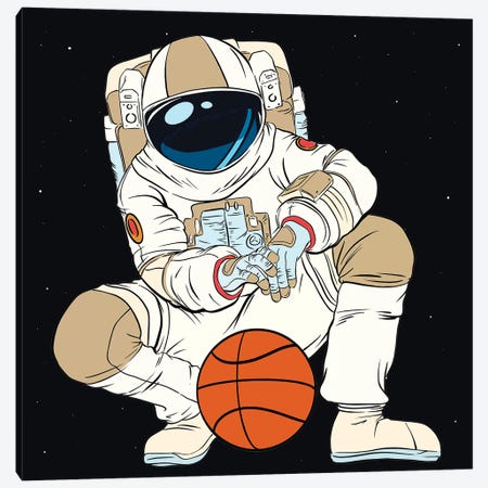 Playing Basketball Astronaut Canvas Print #ARM530} by Art Mirano Canvas Art Print