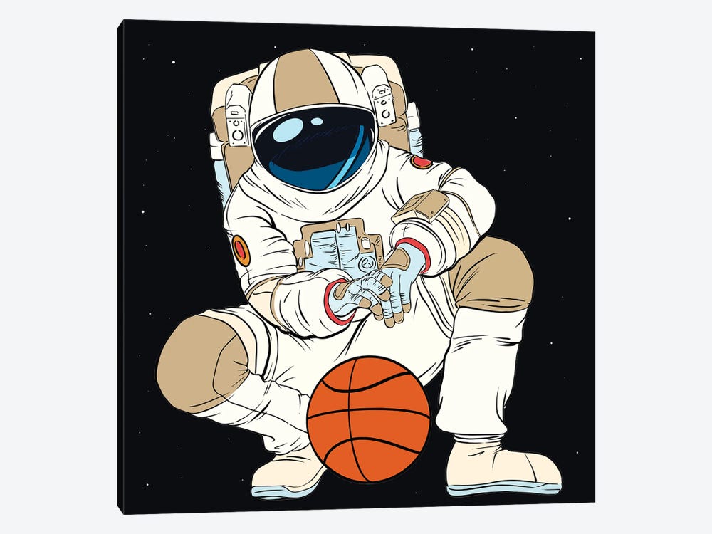 Playing Basketball Astronaut by Art Mirano 1-piece Canvas Art Print