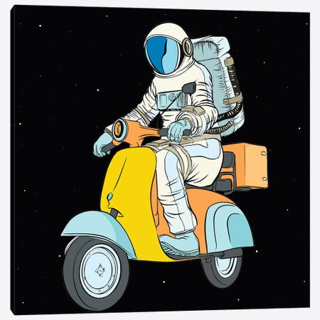 Cosmonaut And Scooter Canvas Print #ARM537} by Art Mirano Canvas Wall Art