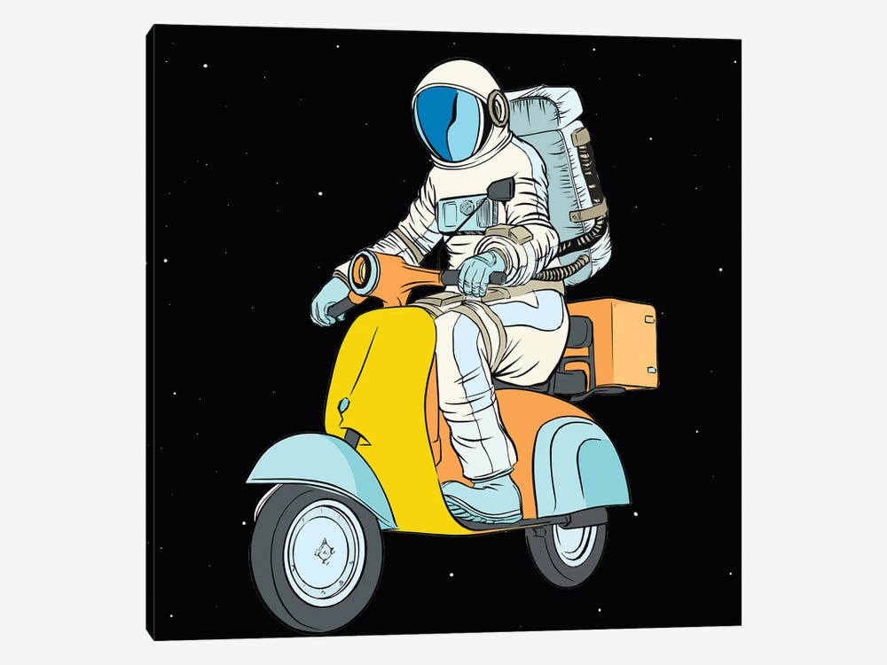 Cosmonaut And Scooter by Art Mirano 1-piece Canvas Art