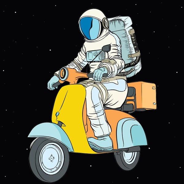 Art Mirano: Cosmonaut And Scooter by Art Mirano
