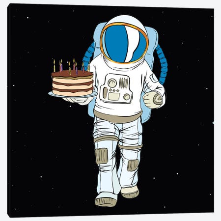 Cosmonaut And Cake Canvas Print #ARM538} by Art Mirano Art Print