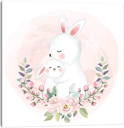 Hares For The Nursery Canvas Art Print - Unconditional Love