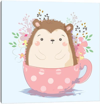 Hedgehog For Children's Room Canvas Art Print - Polka Dot Patterns